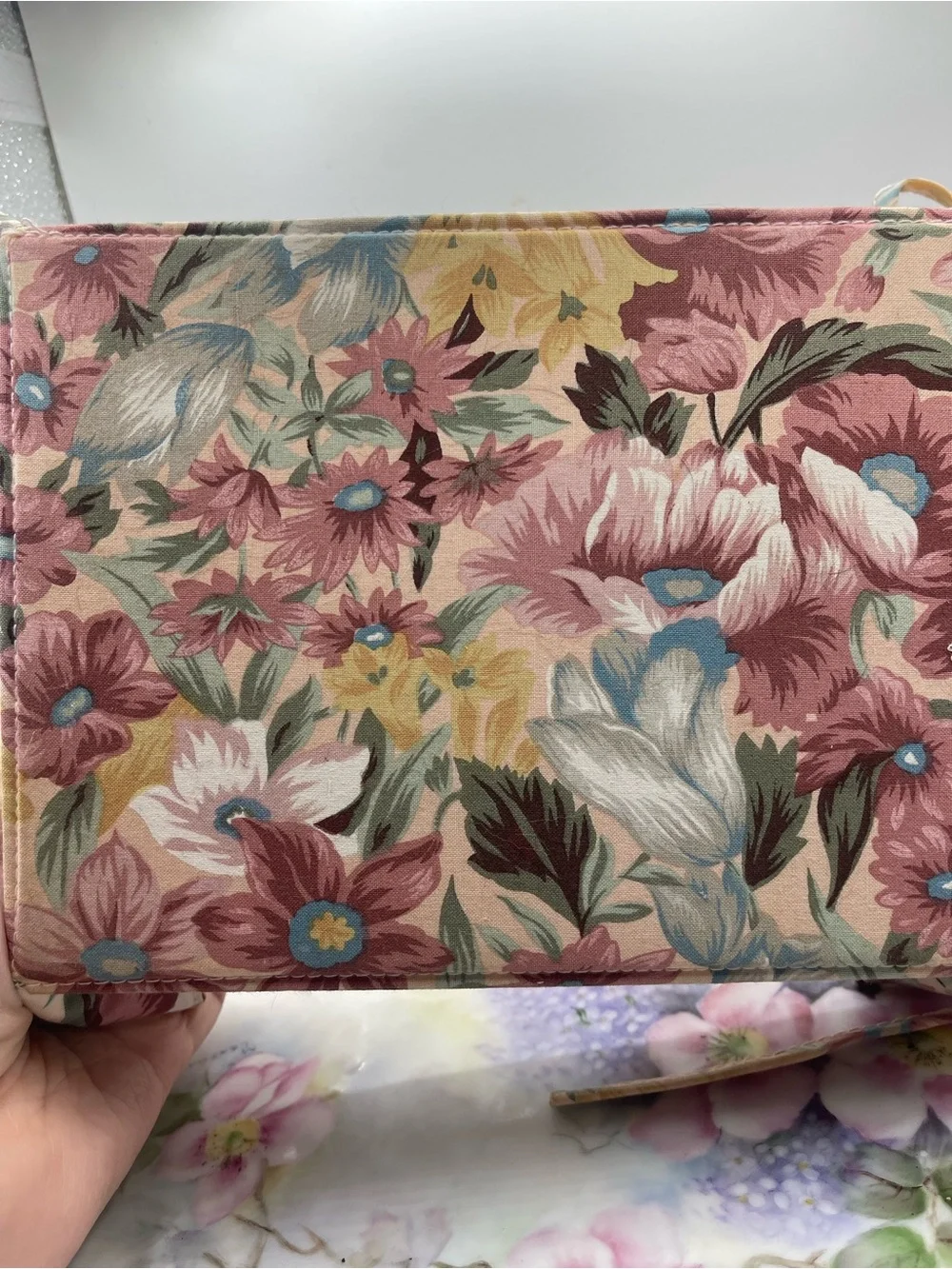 Floral Fabric Tray - Mauve, Pink, Cream